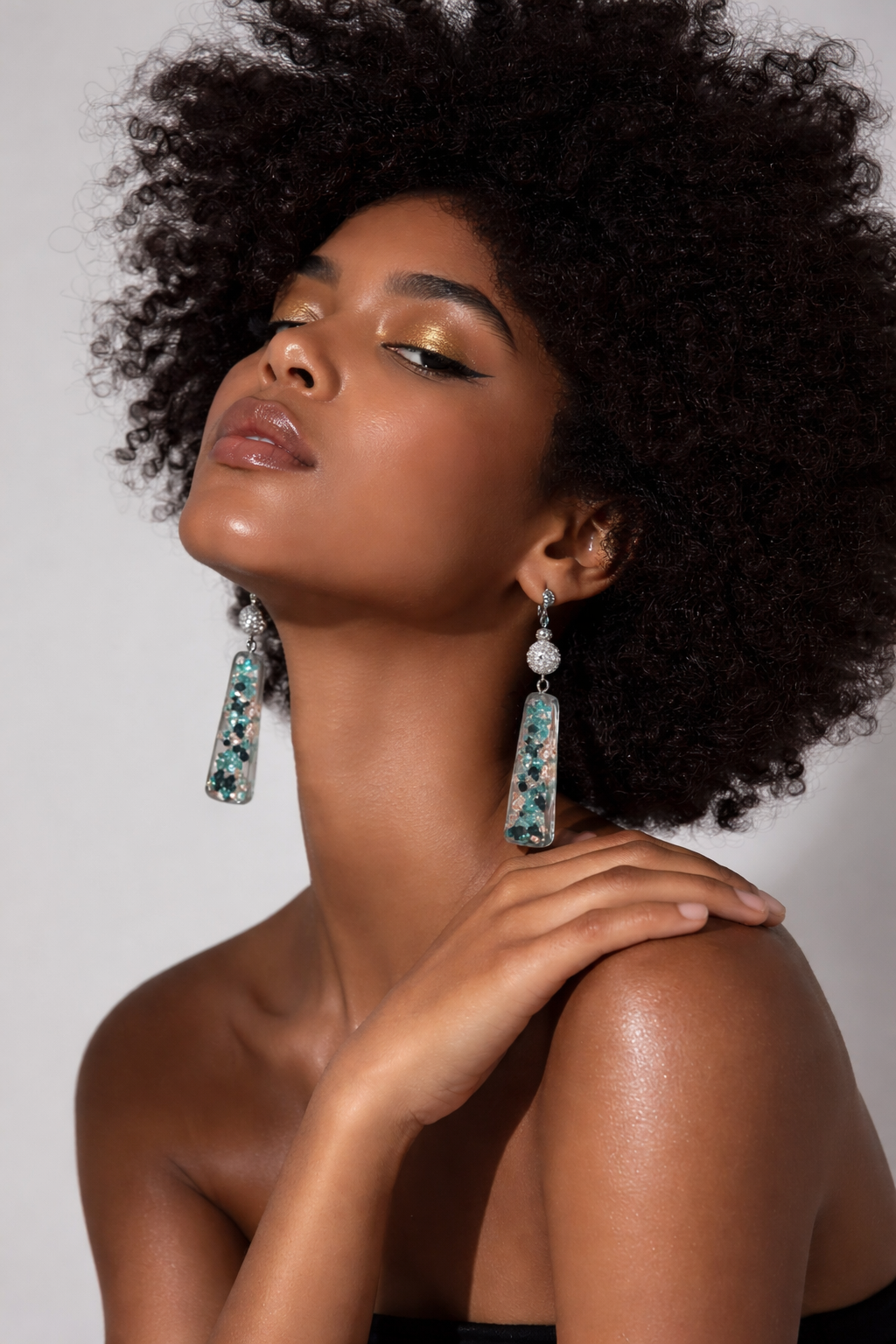 Irresistable Earrings, Sparkling Blue,Turquoise, Black and Silver Dangles. Non-Tarnishing