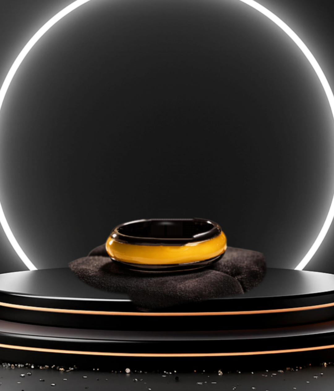 Non-Tarnishing Black Band with Gold Resin Inlay. Hypoallergenic.