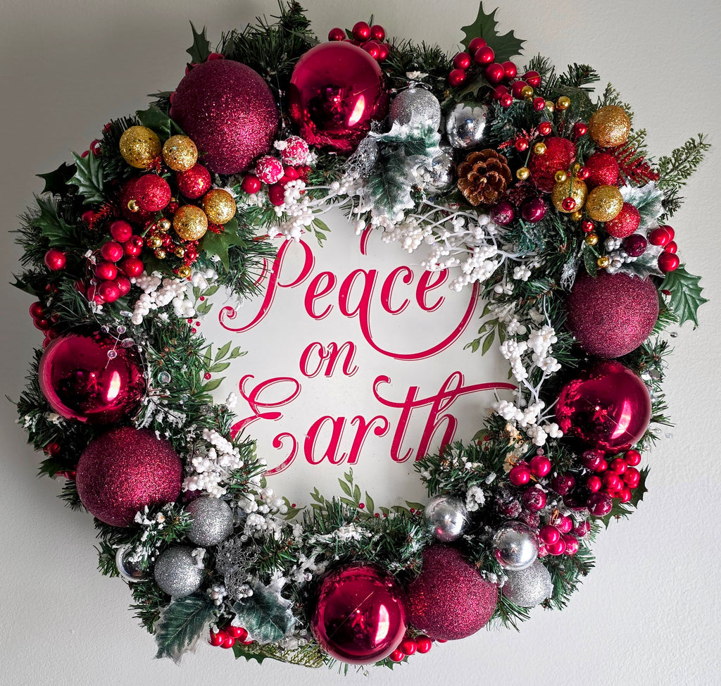 "Peace On Earth" Elegant Holiday Wreath