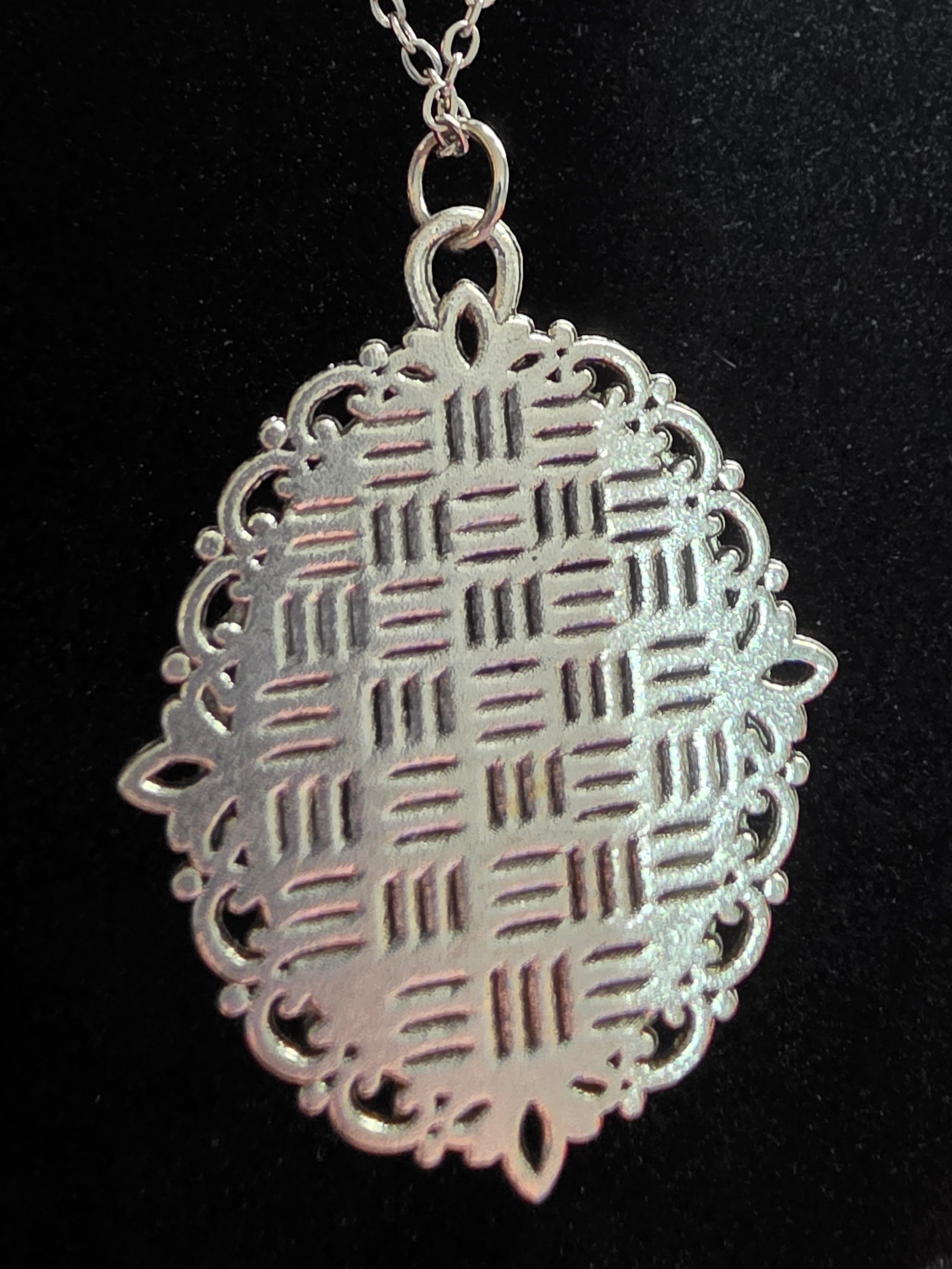 Soft Blue Floral Cabochon Necklace